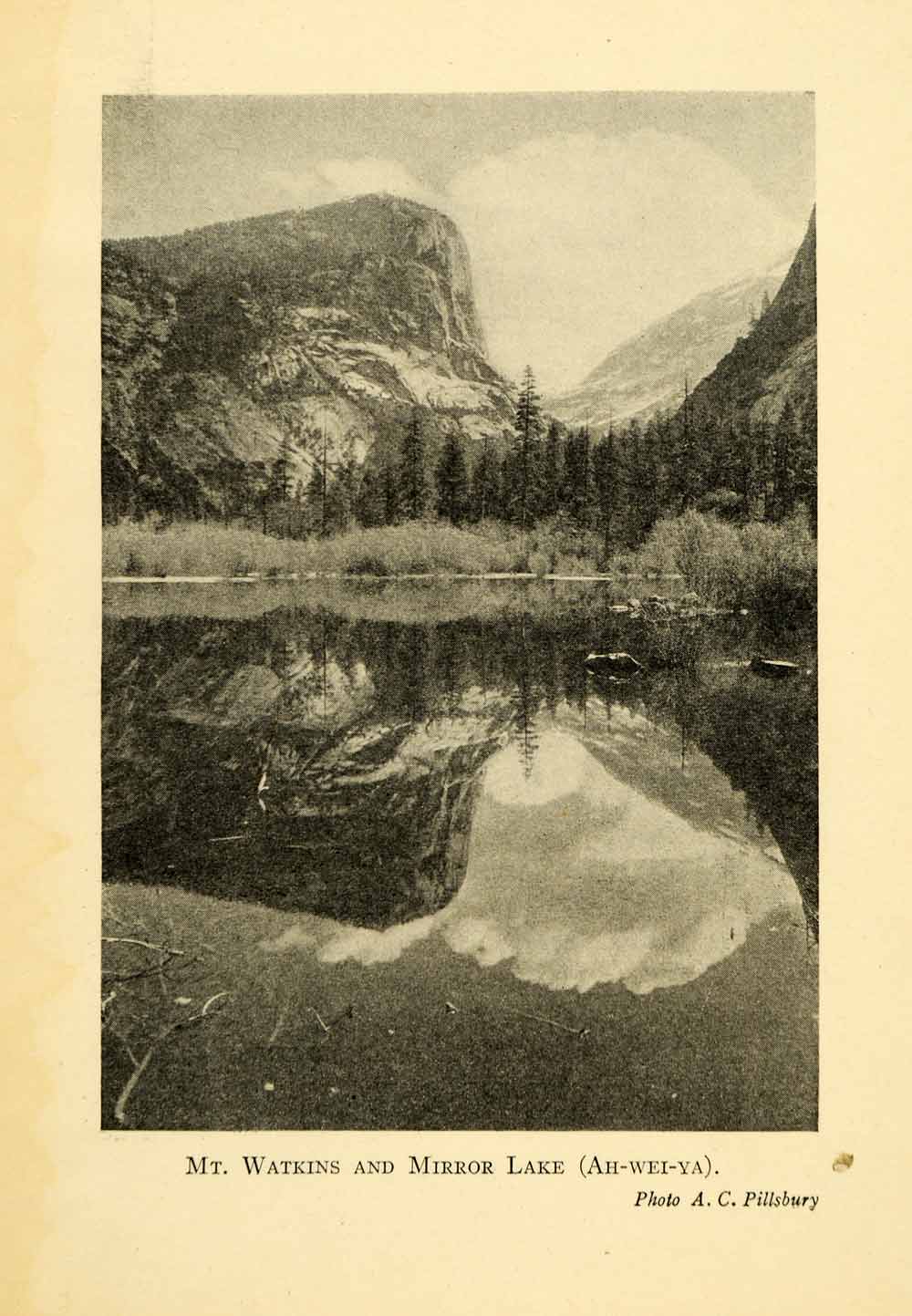 1928 Print Mount Watkins Mirror Lake Landscape Yosemite National Park XGM7