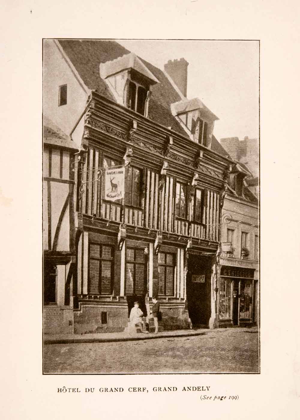 1905 Halftone Print Hotel Grand Cerf Andely France Inn Eure Rural Lodging Tavern