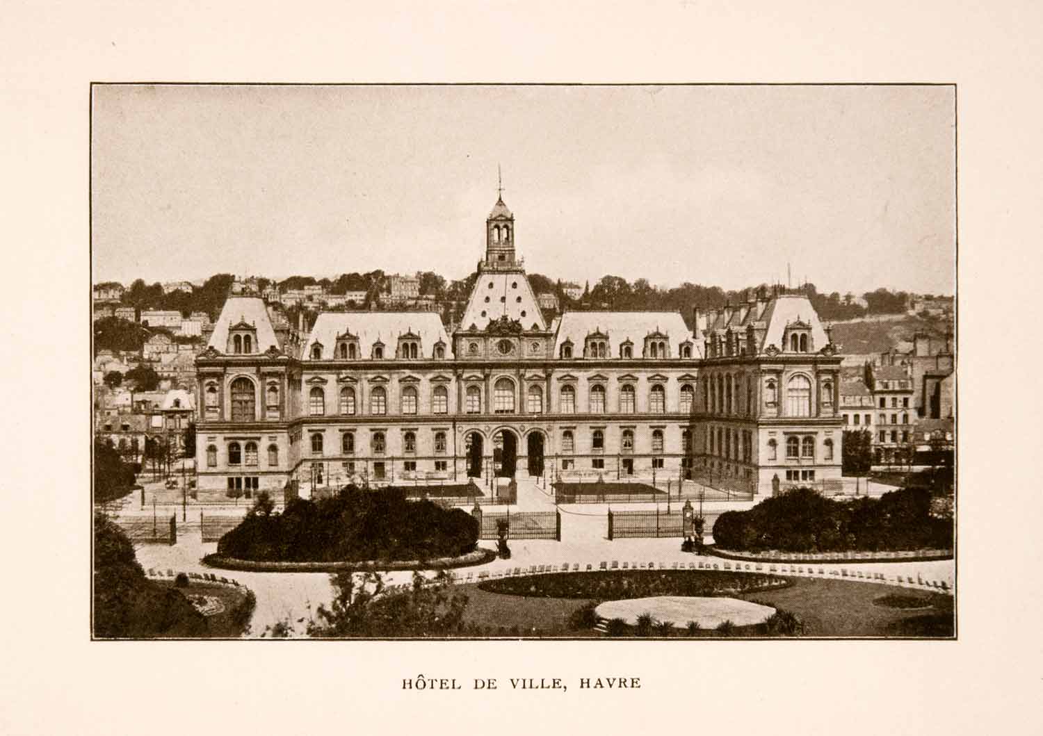 1905 Halftone Print Hotel Ville Havre France Mansard Landmark Historic Entrance