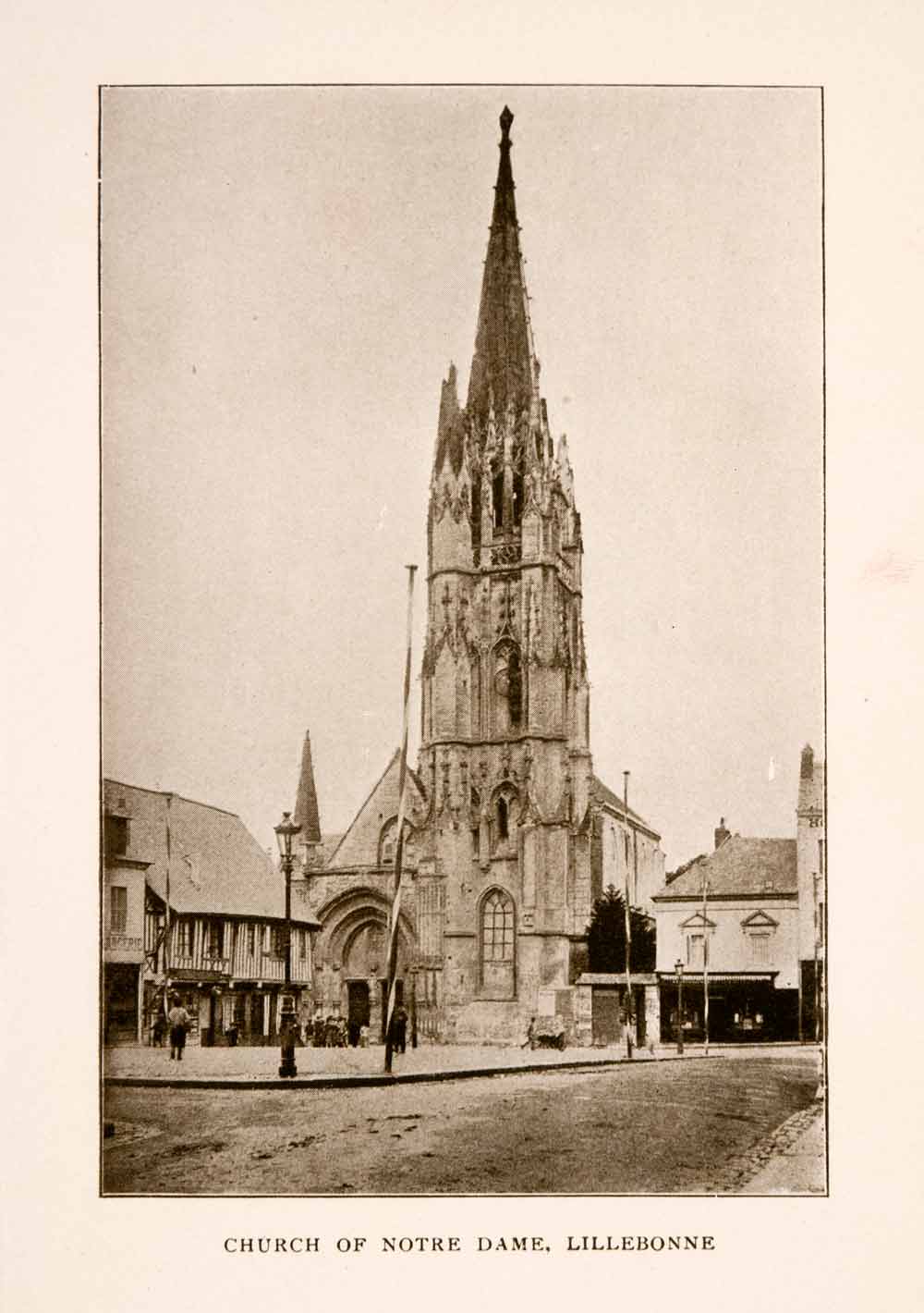 1905 Halftone Print Church Notre Dame Lillebonne Gothic 16th Century Historical