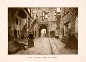 1905 Halftone Print Hotel Poulard Mont St Michel Street Scene Historical France