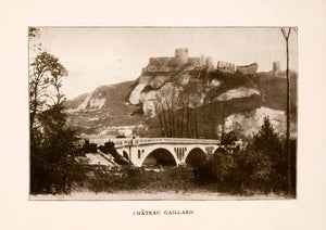 1905 Halftone Print Chateau Gaillard France Seine Richard Lionheart Castle Cliff