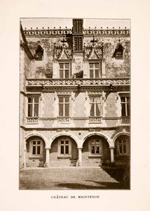1905 Halftone Print Chateau Maintenon France Arcade Facade Historical Landmark