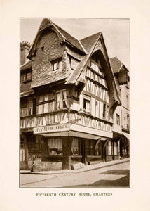 1905 Halftone Print Chartres 15th Century France Historic Landmark Street View