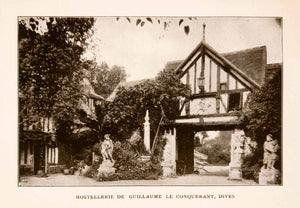 1905 Halftone Print Dives Hostel Guillaume Conquerant Dives France Normandy View