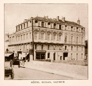 1905 Halftone Print Hotel Budan Saumur France Street Scene Landmark Hostel Inn