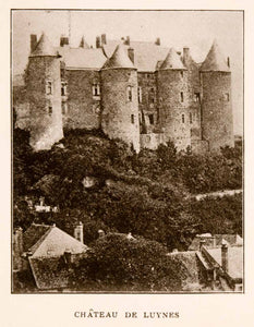 1905 Halftone Print Chateau Luynes France Castle Medieval Landmark Historical
