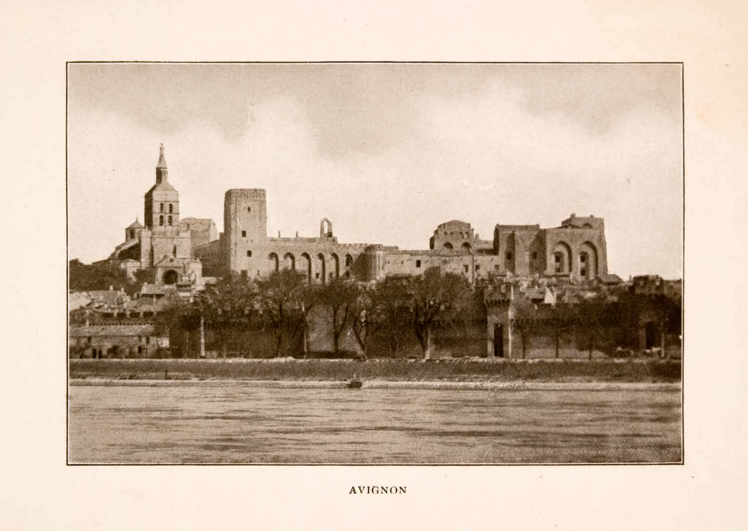 1905 Halftone Print Avignon Pope Citadel Skuline France Historical Schism Palace