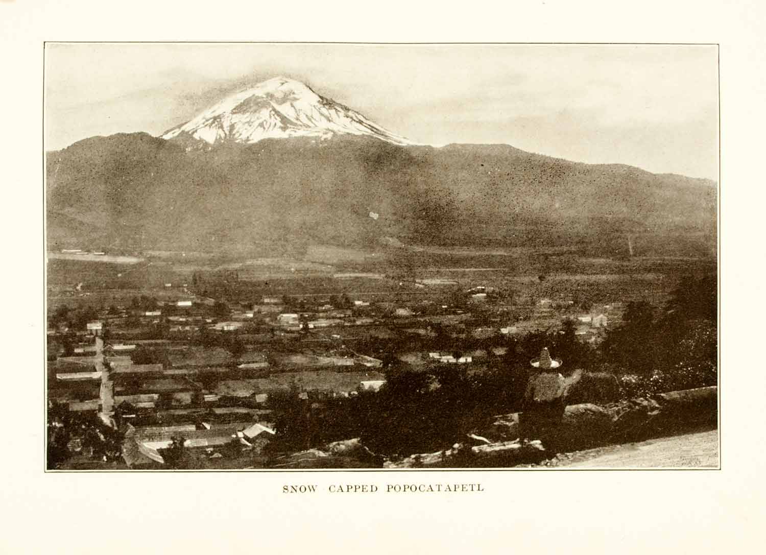 1908 Print Popocatapetl Volcano Mountain Mexico Snow Capped Stratovolcano XGMA3