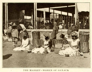 1908 Print Oaxaca Mexico Costume Market Dress Basket Shawl Vendor Merchant XGMA3