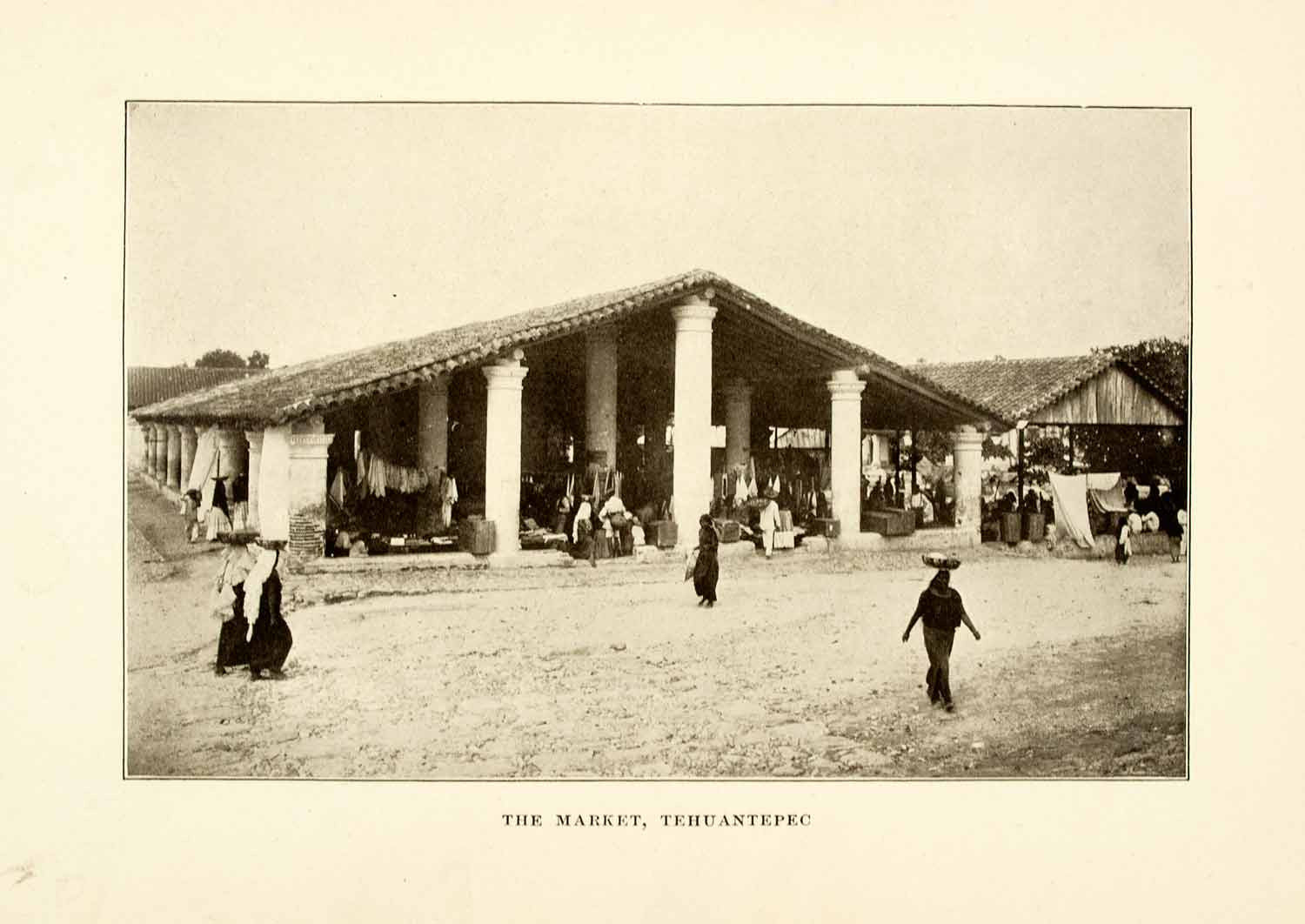 1908 Print Tehuantepec Oaxaca Mexico Marketplace Zapotec Merchant Costume XGMA3