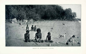 1902 Print Australian Aborigines Natives Indigenous People Beach Dogs XGMA6