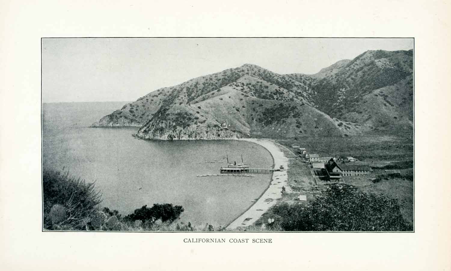 1902 Print California Coastline Pier Beach Houses Pacific Ocean Beach XGMA6