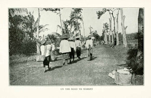1902 Print Southeast Asia Oceania Market Caravan Road Street Conical Hat XGMA6