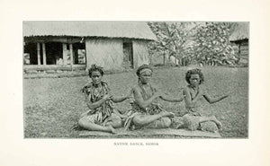 1902 Print Somoa Native Women Dance South Pacific Island Oceania Hut Grass XGMA6