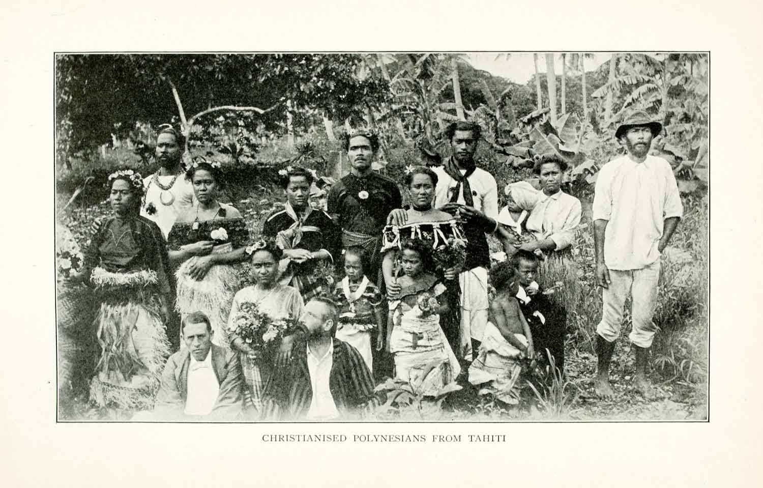 1902 Print Christianized Polynesians Tahiti French Polynesia