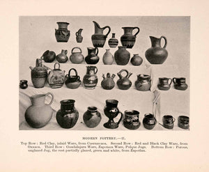 1908 Halftone Print Modern Pottery Mexico Jugs Pitchers Indigenous People XGMA7