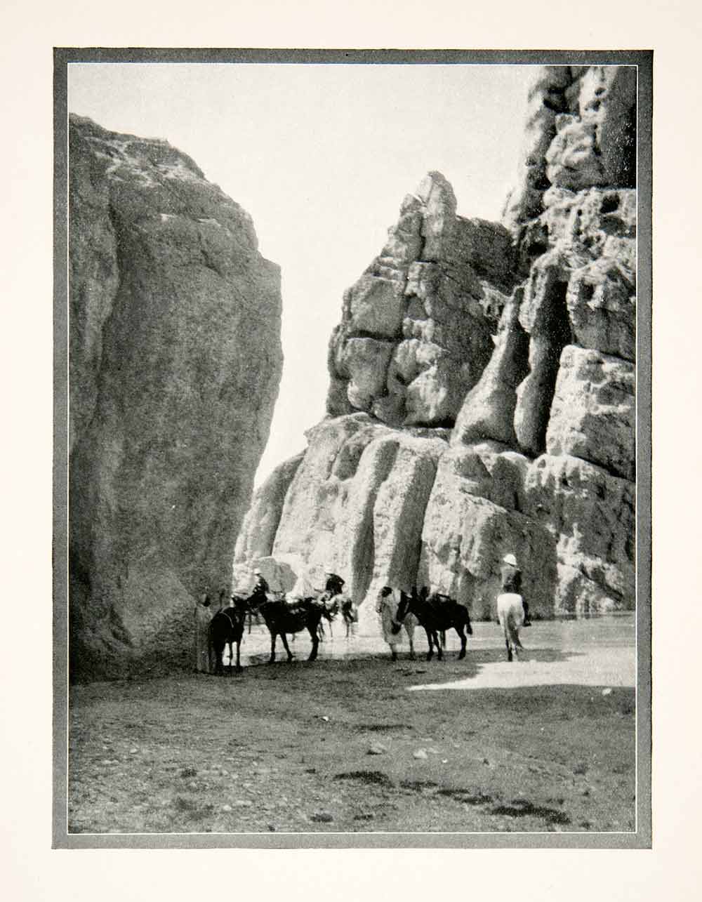 1926 Print Gateway Desert Gorges Seldja Northern Africa Horses Rocks Scene XGMB1