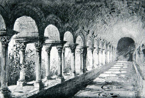 1901 Print Cloisters Cathedral Girona Catalonia Spain Architecture XGMB3