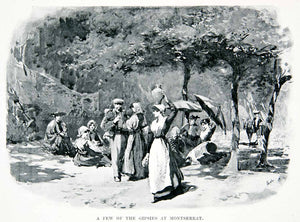 1901 Print Gypsies Courtyard Park Costume Traditional Montserrat Catalonia XGMB3