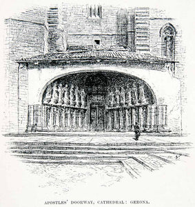 1901 Print Apostles Doorway Sculpture Cathedral St Mary Girona Catalonia XGMB3