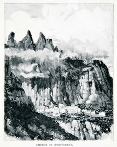 1901 Print Basilica Church Monastery Montserrat Spain Landscape Mountain XGMB3