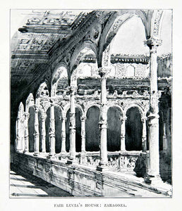 1901 Print Fair Lucia House Railing Zaragoza Spain Wealth Historic XGMB3