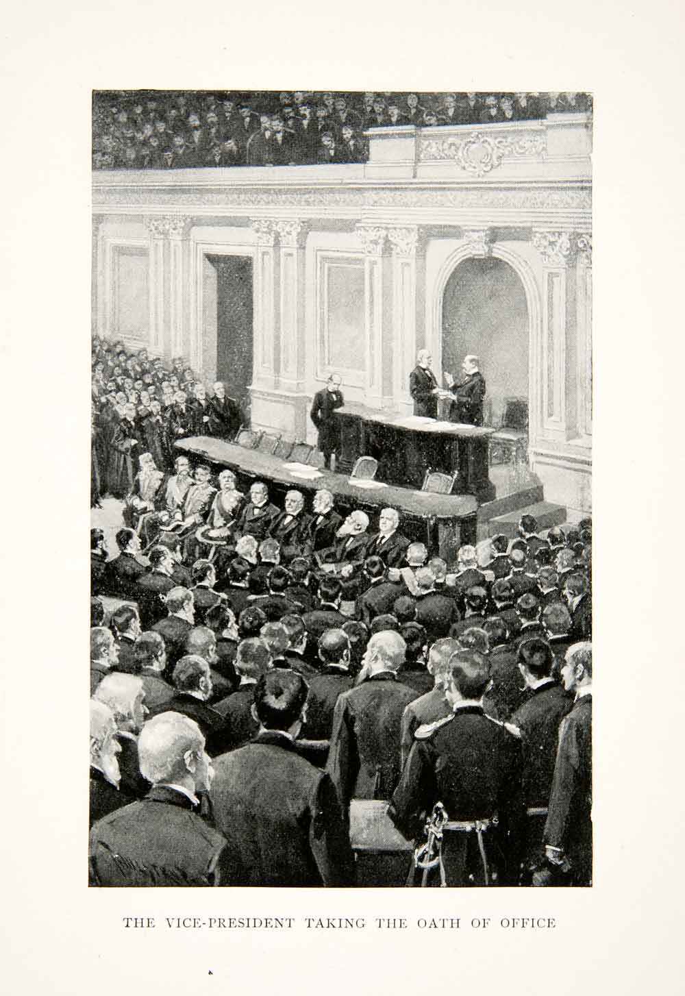 1898 Print Vice President Garret Hobart Oath Chamber Senate America XGMB4