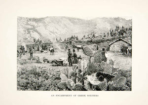 1898 Print Velestinos Greek Soldier Greco-Turkish War Cactus Encampment XGMB4