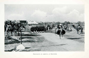 1906 Print Procession Bikaneer India Military Weapons Horses Camels Parade XGMB8