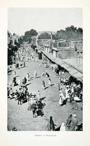 1906 Print Street Peshawar Market Place India Indigenous People Horses XGMB8