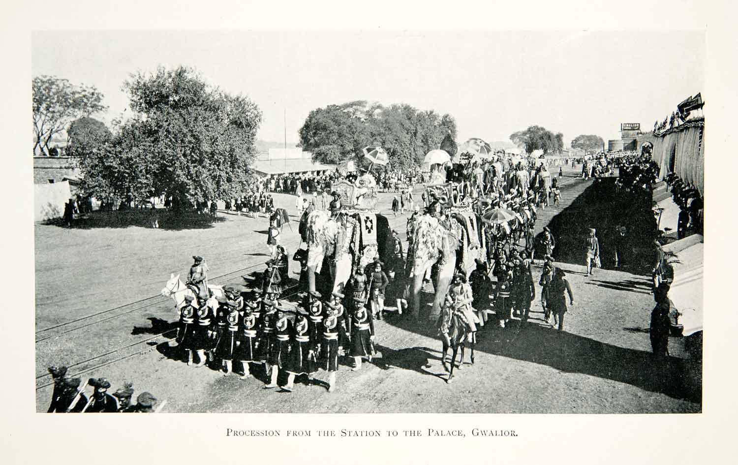 1906 Print Procession Station Palace Gwalior India Costume Ele[hant Parade XGMB8