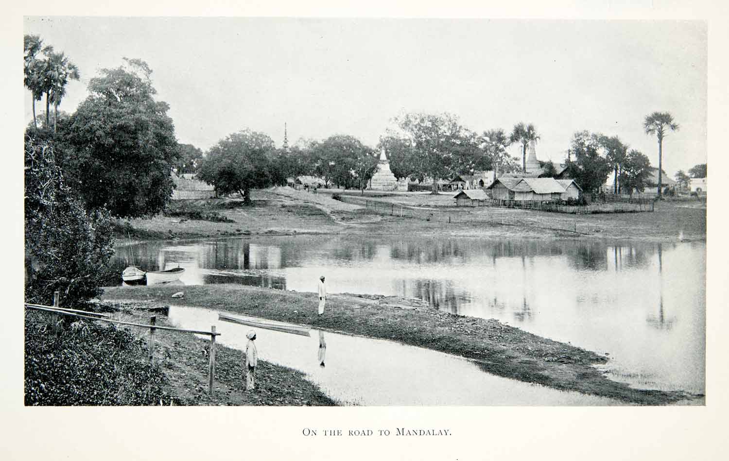 1906 Print Road Mandalay Royal Capital Burma Mindon Waterway Trees XGMB8