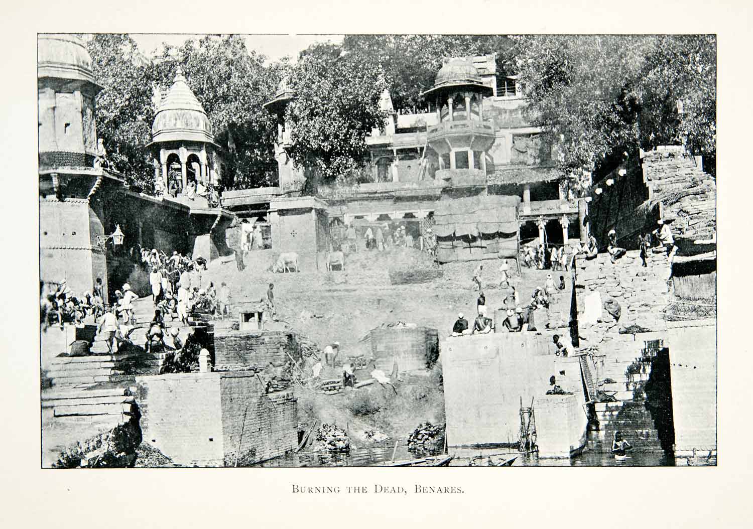 1906 Print Burning Dead Benares India Banks Ganges Uttar Pradesh Kashi XGMB8