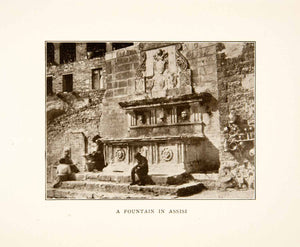 1907 Print Fountain Landmark Assisi Landmark Historical Italy Umbrian XGMB9