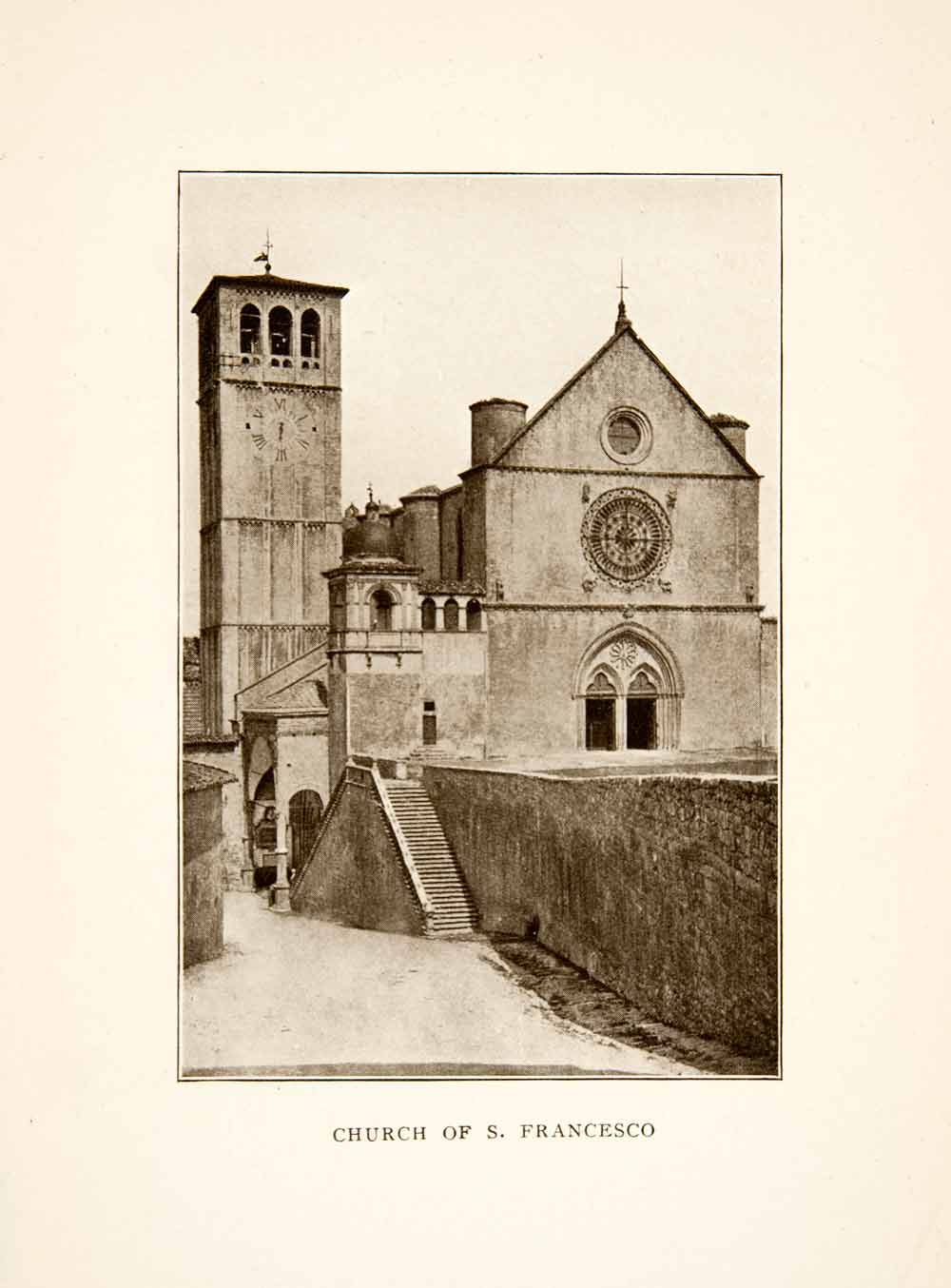 1907 Print Basilica Saint Francis Assisi Francesco Romanesque Tower XGMB9
