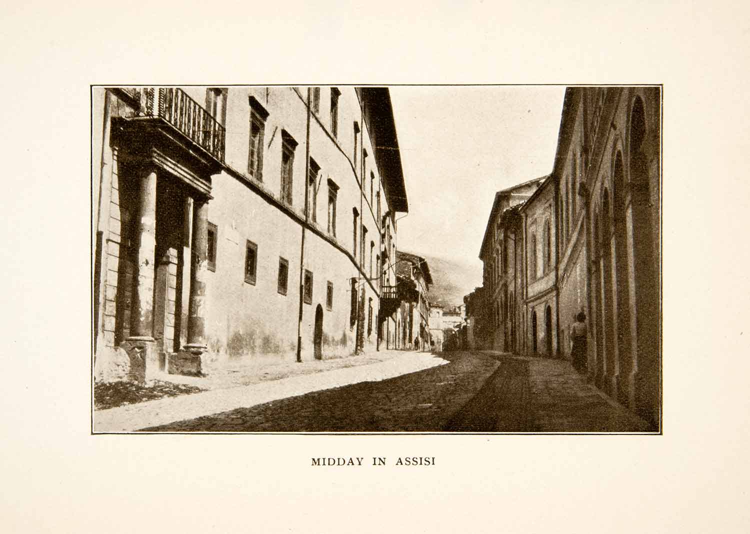 1907 Print Noon Assisi Street Scene Historical Road Italy Umbria Perugia XGMB9