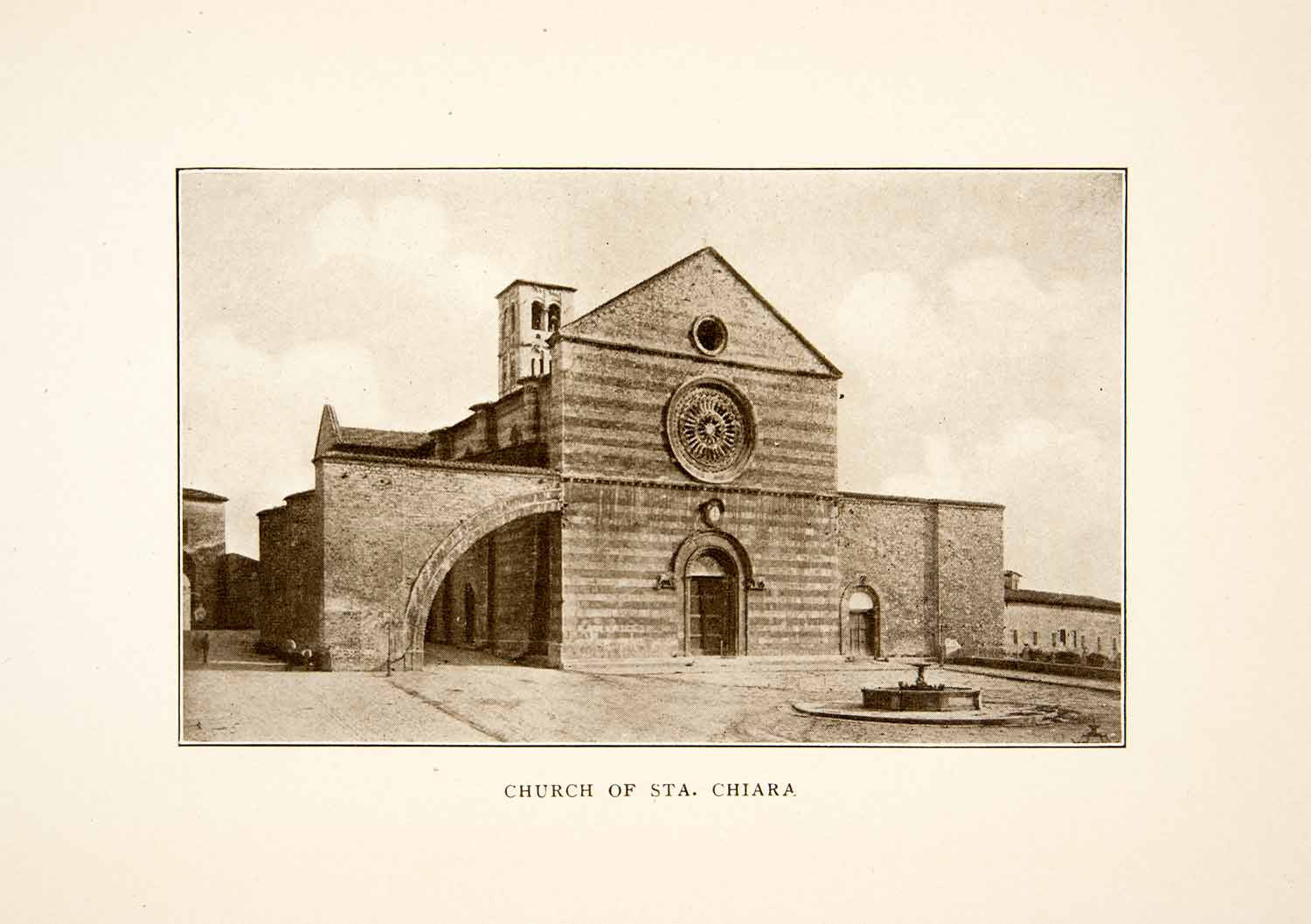 1907 Print Basilica Saint Clare Chiara Assisi Medieval Church Historic XGMB9