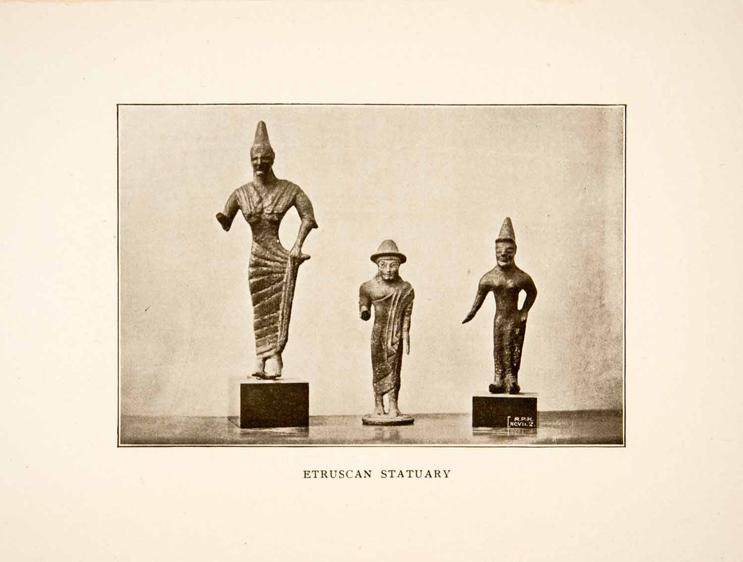 1907 Print Orvieto Etruscan Statue Figure Historic Artifacts Archeological XGMB9