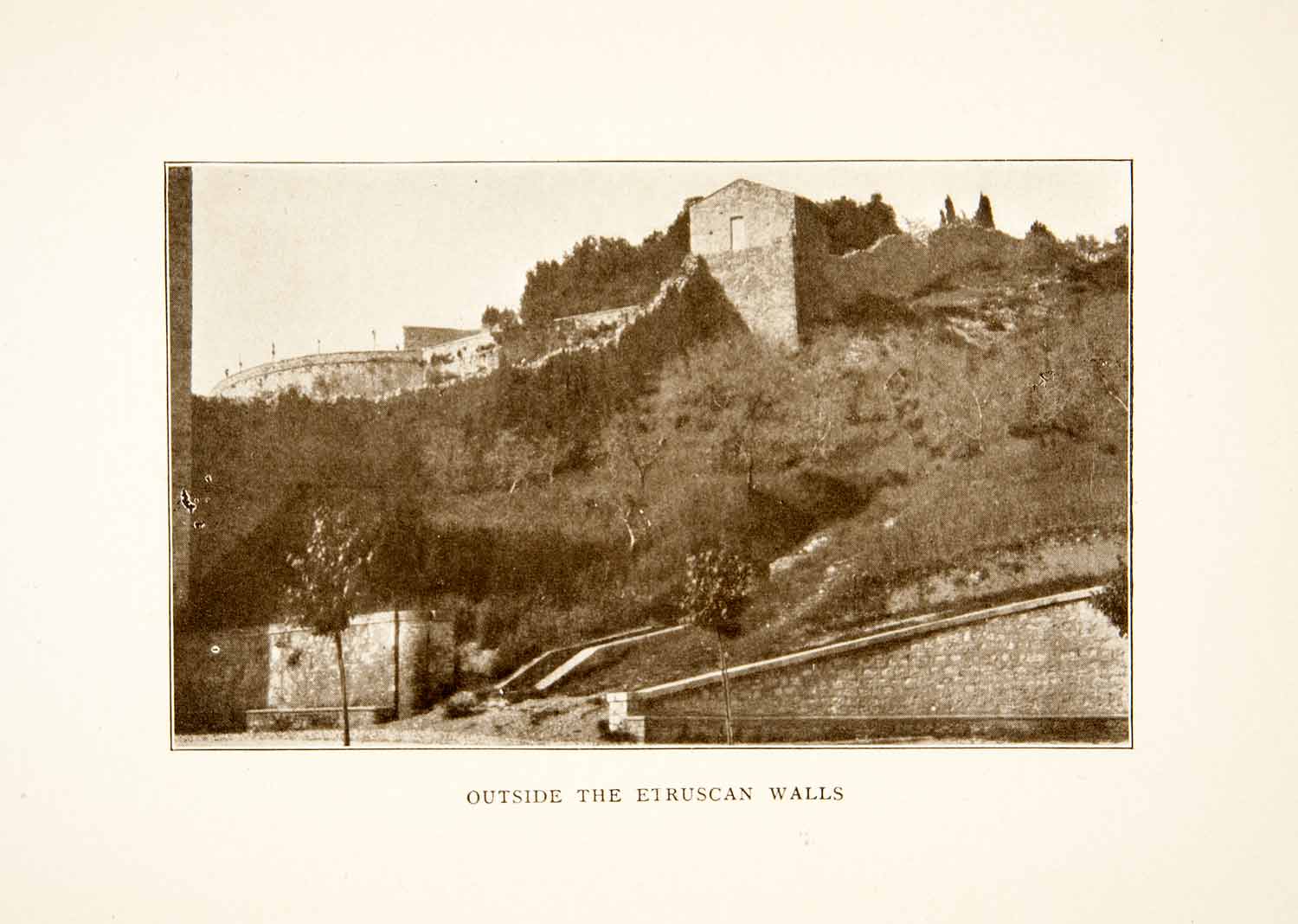 1907 Print Etruscan Wall Perugia Umbria Italy Historic Landmark Landscape XGMB9