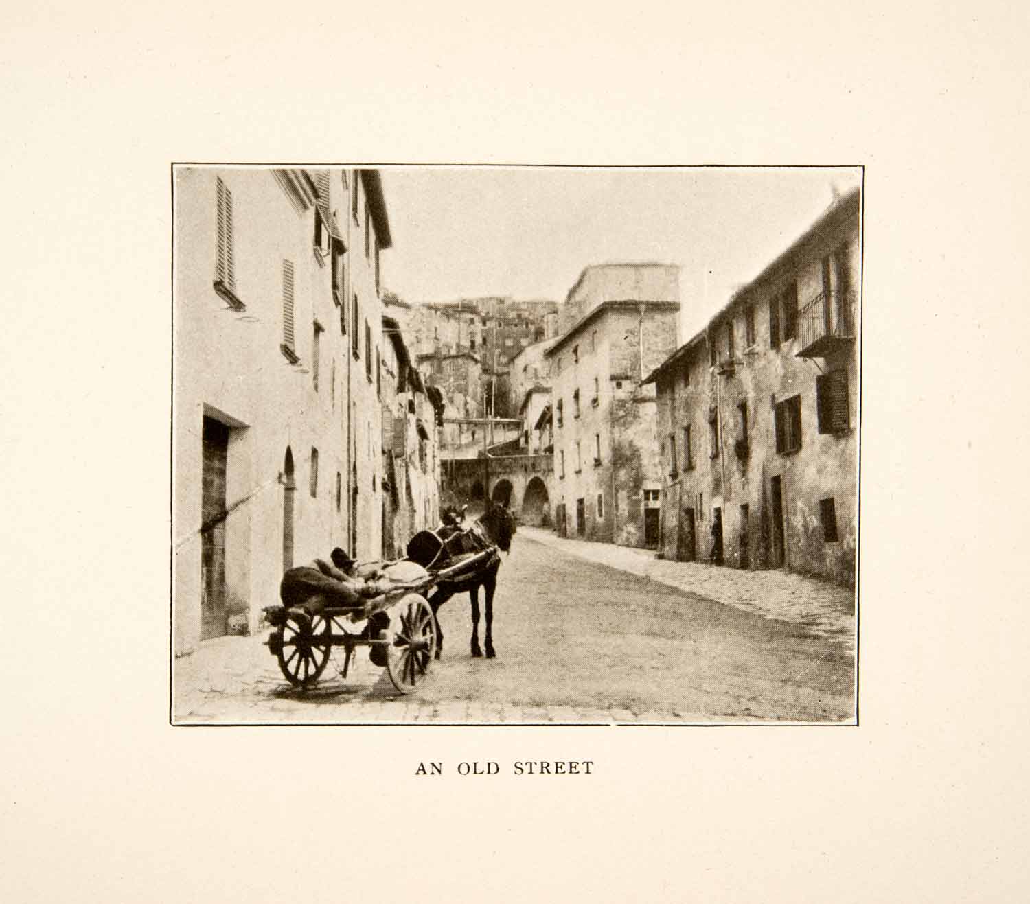 1907 Print Perugia Street Scene Horse Cart Nap Historical Rustic Umbria XGMB9
