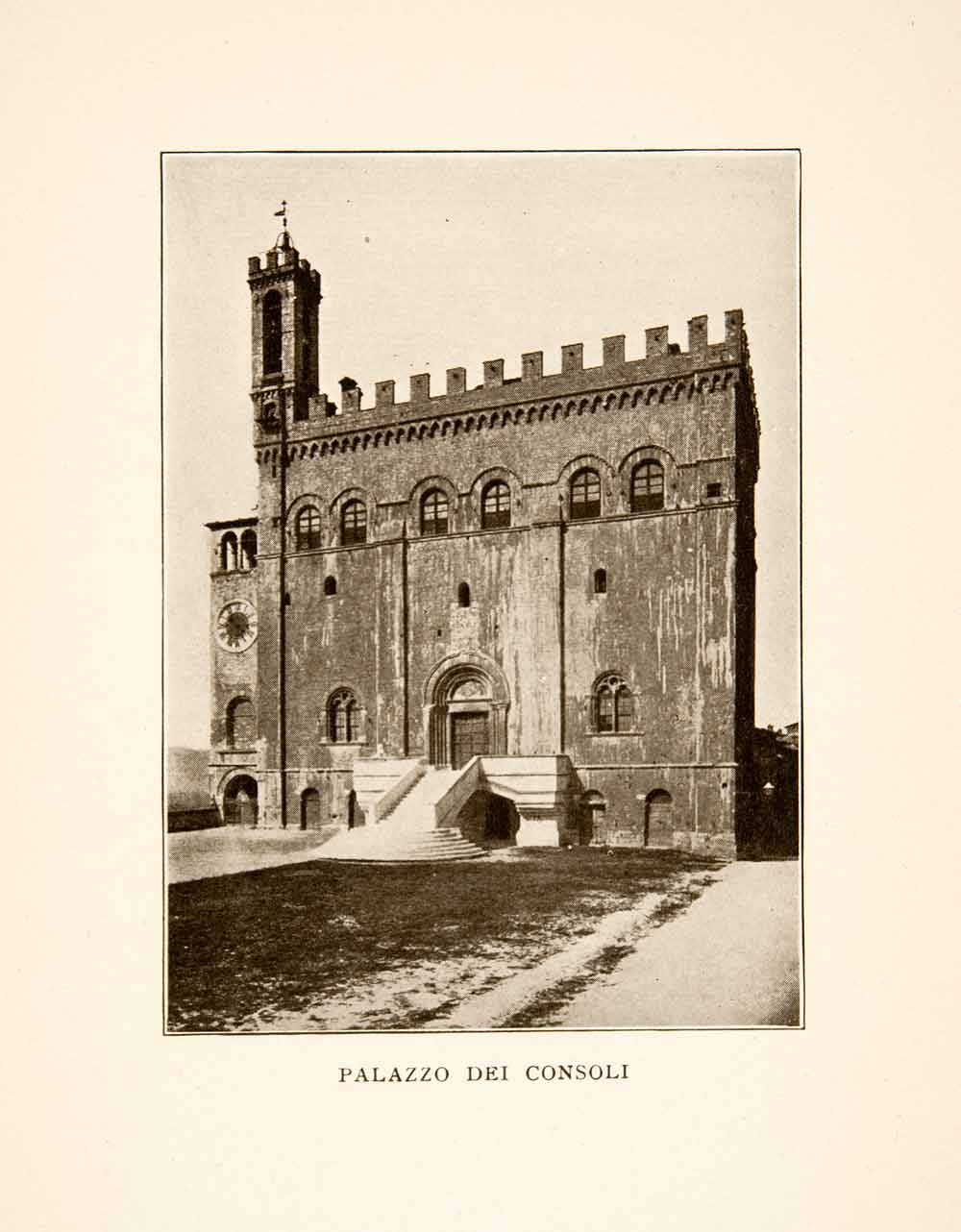1907 Print Palazzo Dei Consoli Gubbio Italy Umbria Crenellation Landmark XGMB9