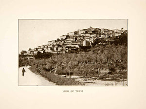 1907 Print Trevi Cityscape Italy Umbria Hill Town View Landscape Historic XGMB9