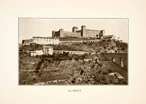 1907 Print La Rocca Fortress Umbria Italy Bridge Hilltop Historical XGMB9