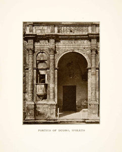 1907 Print Portico Duomo Spoleto Church Cathedral Entryway Arch Door XGMB9