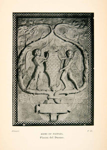1904 Print Pistoia Pistoja Tuscany Italy Arms Symbol Angels Piazza XGMC3