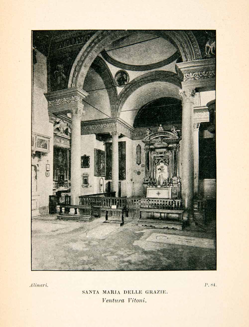 1904 Print Pistoia Pistoja Tuscany Italy Nave Church Altar Santa Maria XGMC3