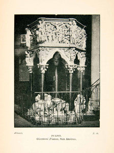 1904 Print Pistoia Pistoja Tuscany Italy Pulpit Pisano Church San Andrea XGMC3