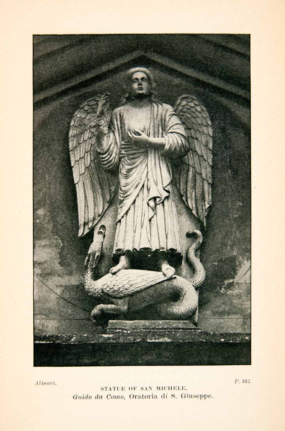 1904 Print Pistoia Pistoja Tuscany Italy San Michele Sculpture Angel XGMC3