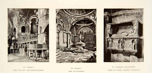 1909 Print Saint Mark's Pulpit Rood Screen Baptistery Tomb Doge Andrea XGMC5